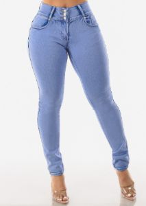 MX JEANS Butt Lift Levanta Cola Light Bleached Skinny Jeans sold by Moda