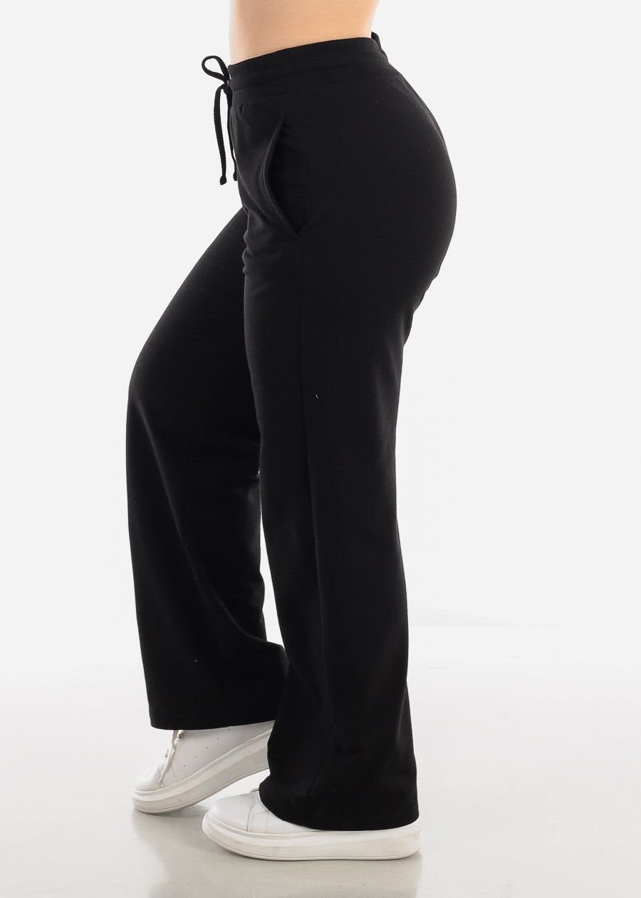 Black French Terry Wide Leg Pants sold by Moda product image thumbnail 2