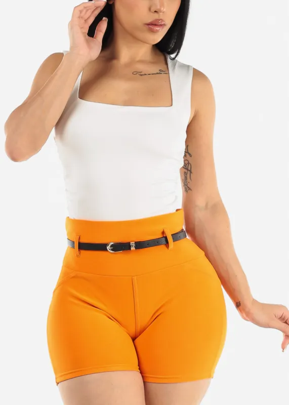 Sleeveless White Square Neck Ruched Top sold by Moda
