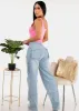 High Waist Straight Wide Leg Cargo Jeans Light Wash sold by Moda