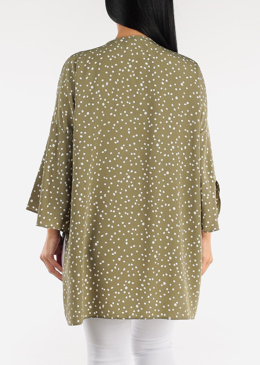 Polka Dot Bell Sleeve Sage Kimono sold by Moda product image thumbnail 4