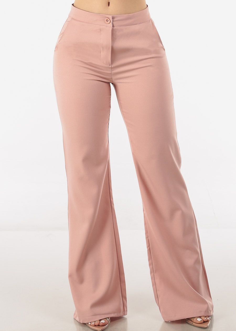 High Waist Formal Flared Bootcut Dress Pants Mauve sold by Moda