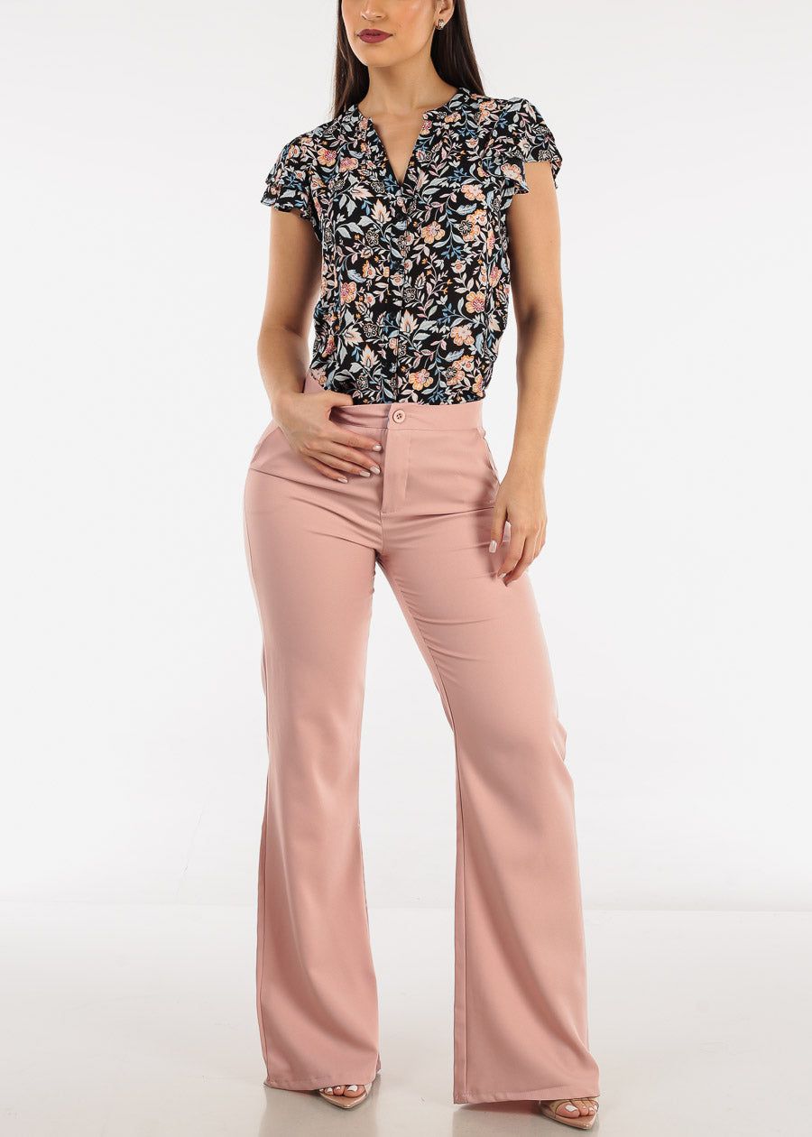 High Waist Formal Flared Bootcut Dress Pants Mauve sold by Moda product image thumbnail 2