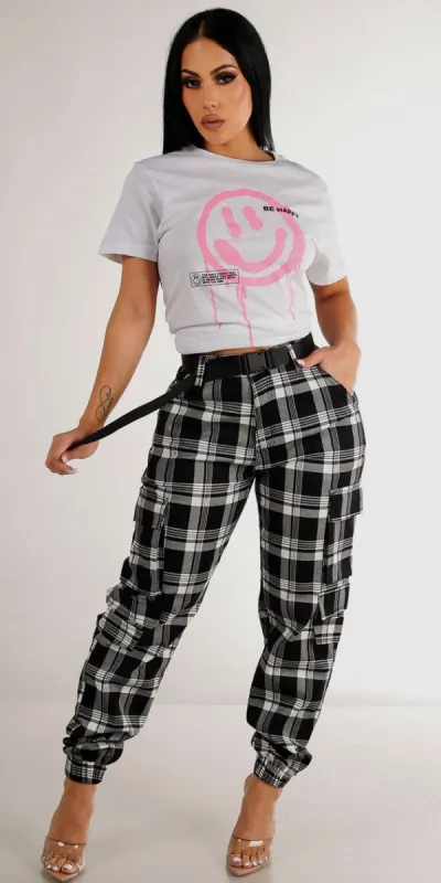 Plaid Cargo Jogger Combo sold by Moda