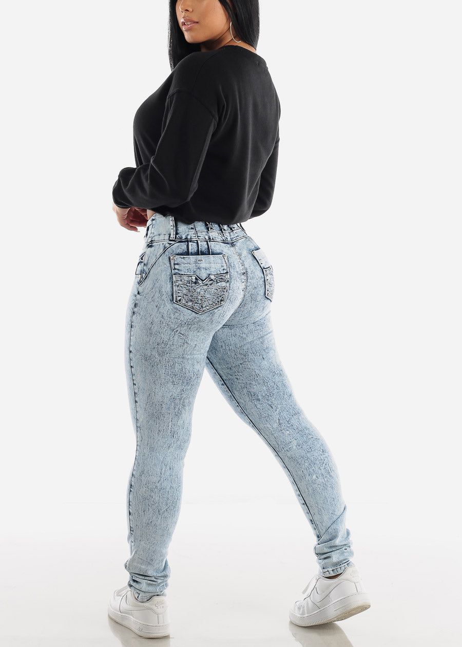 Levanta Cola Acid Wash Skinny Jeans sold by Moda product image thumbnail 4