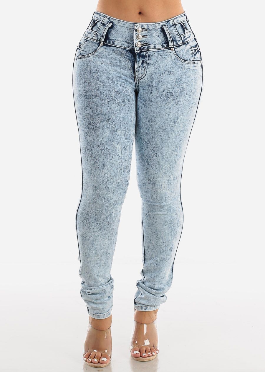 Levanta Cola Acid Wash Skinny Jeans sold by Moda product image thumbnail 5