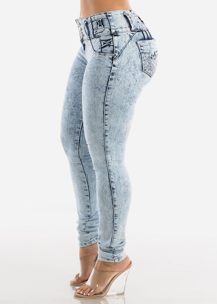 Levanta Cola Acid Wash Skinny Jeans sold by Moda product image thumbnail 6