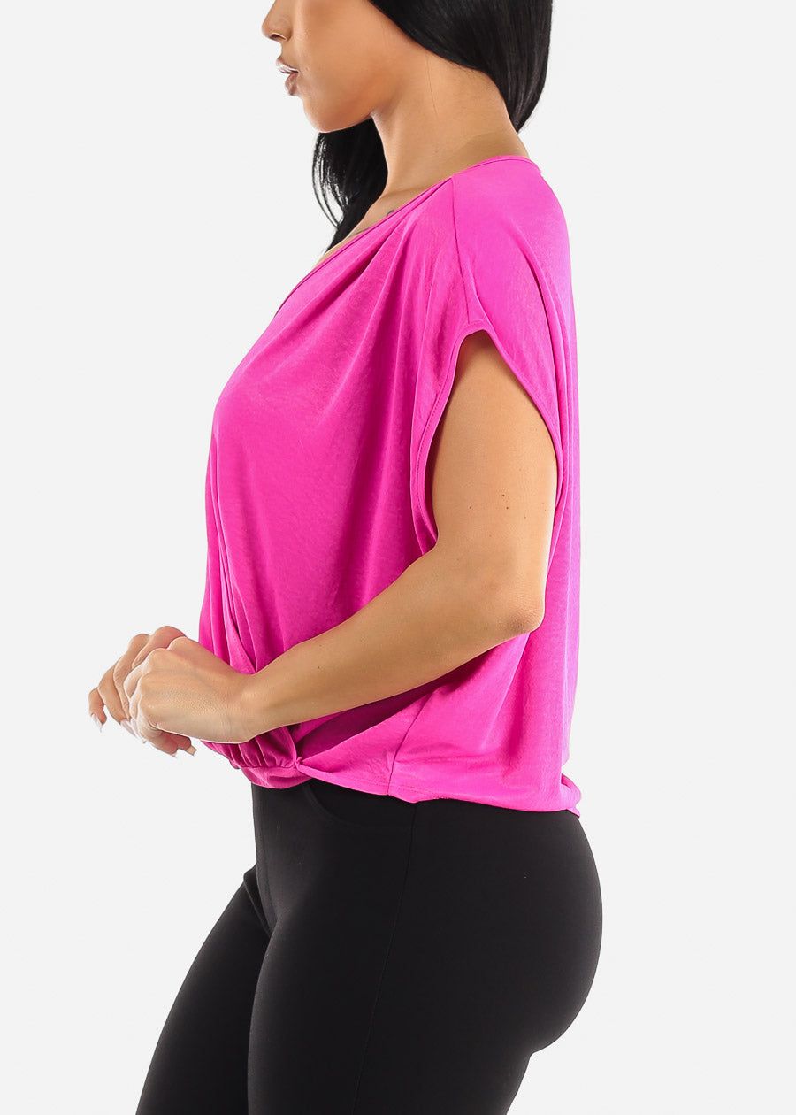 Short Sleeve Surplice Top Hot Pink sold by Moda product image thumbnail 3