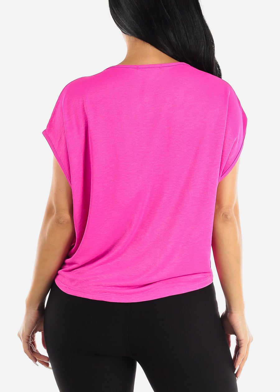 Short Sleeve Surplice Top Hot Pink sold by Moda product image thumbnail 4