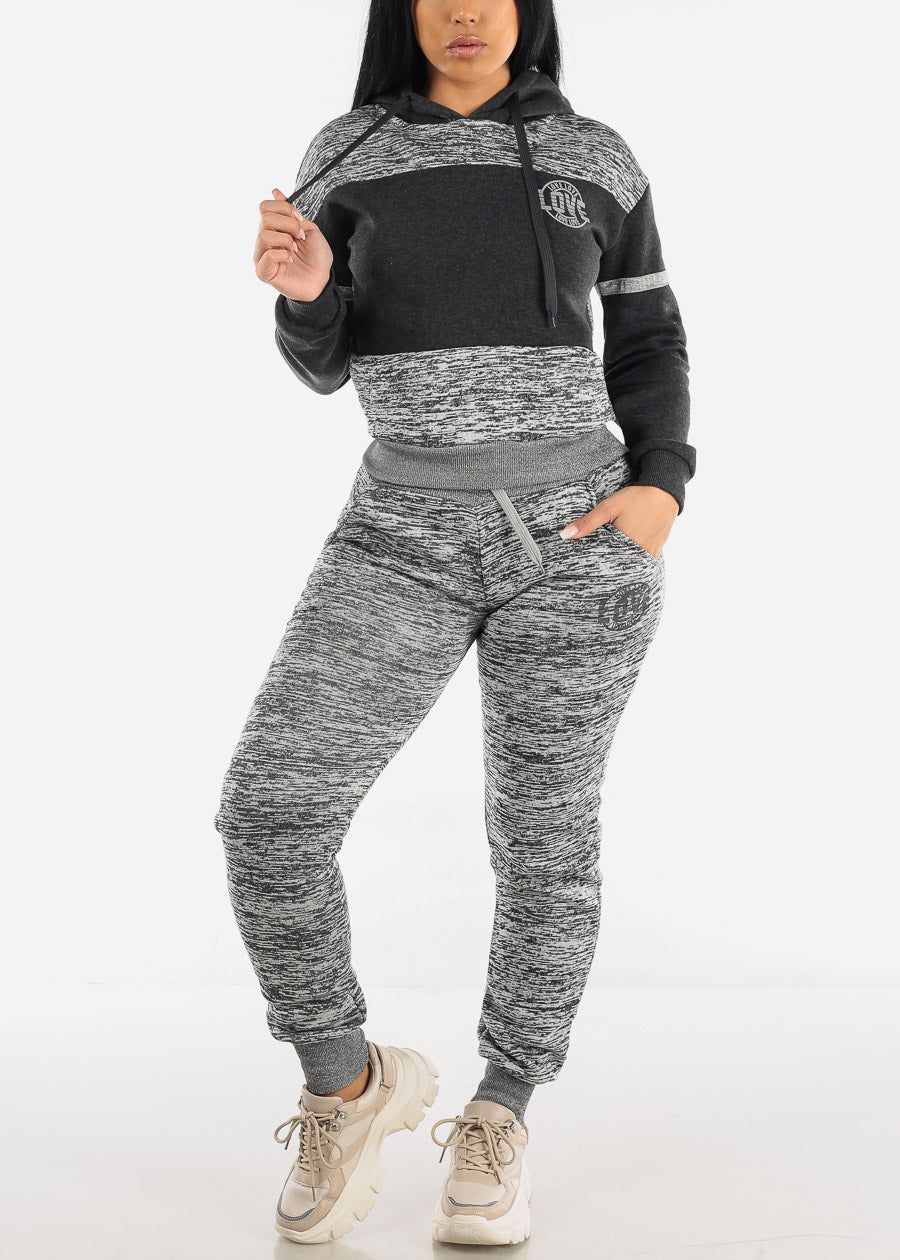 Fleece Pullover Hoodie & Jogger Sweatpants Grey (2 PCE SET) sold by Moda