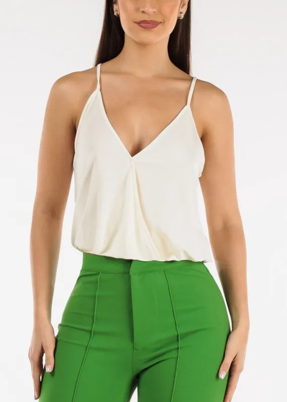 Sleeveless Surplice Cami Top Cream sold by Moda