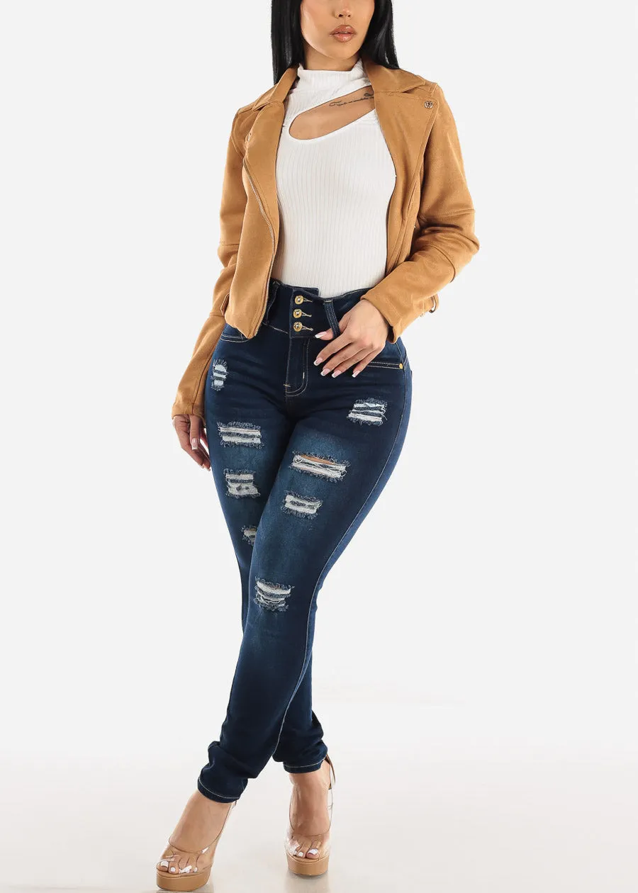 Short Sleeve Cut Out Mock Neck Top White sold by Moda product image thumbnail 2