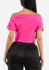 Short Sleeve Fuschia Top w Adjustable Drawstring Sides sold by Moda