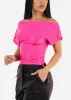 Short Sleeve Fuschia Top w Adjustable Drawstring Sides sold by Moda