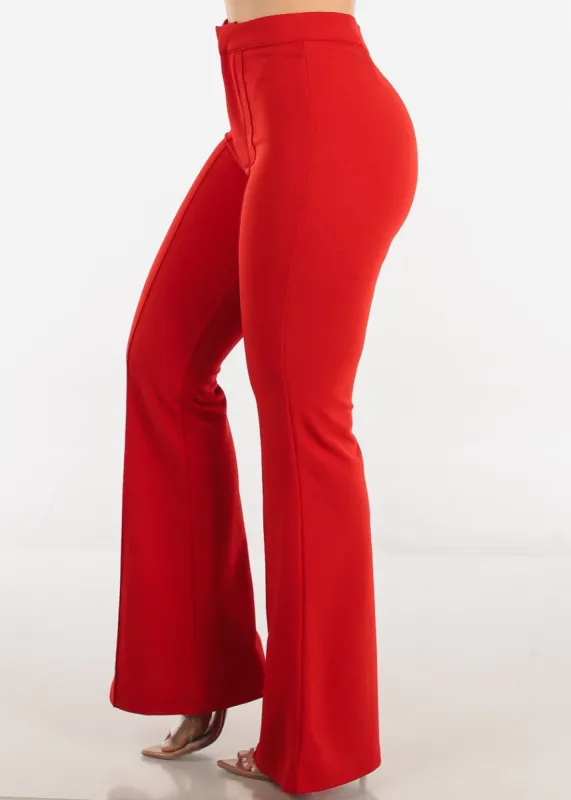 Elegant Wide Legged Flared Dress Pants Red sold by Moda
