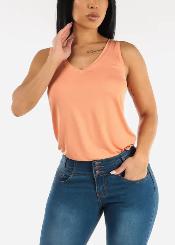Sleeveless Vneck Tank Top Peach sold by Moda