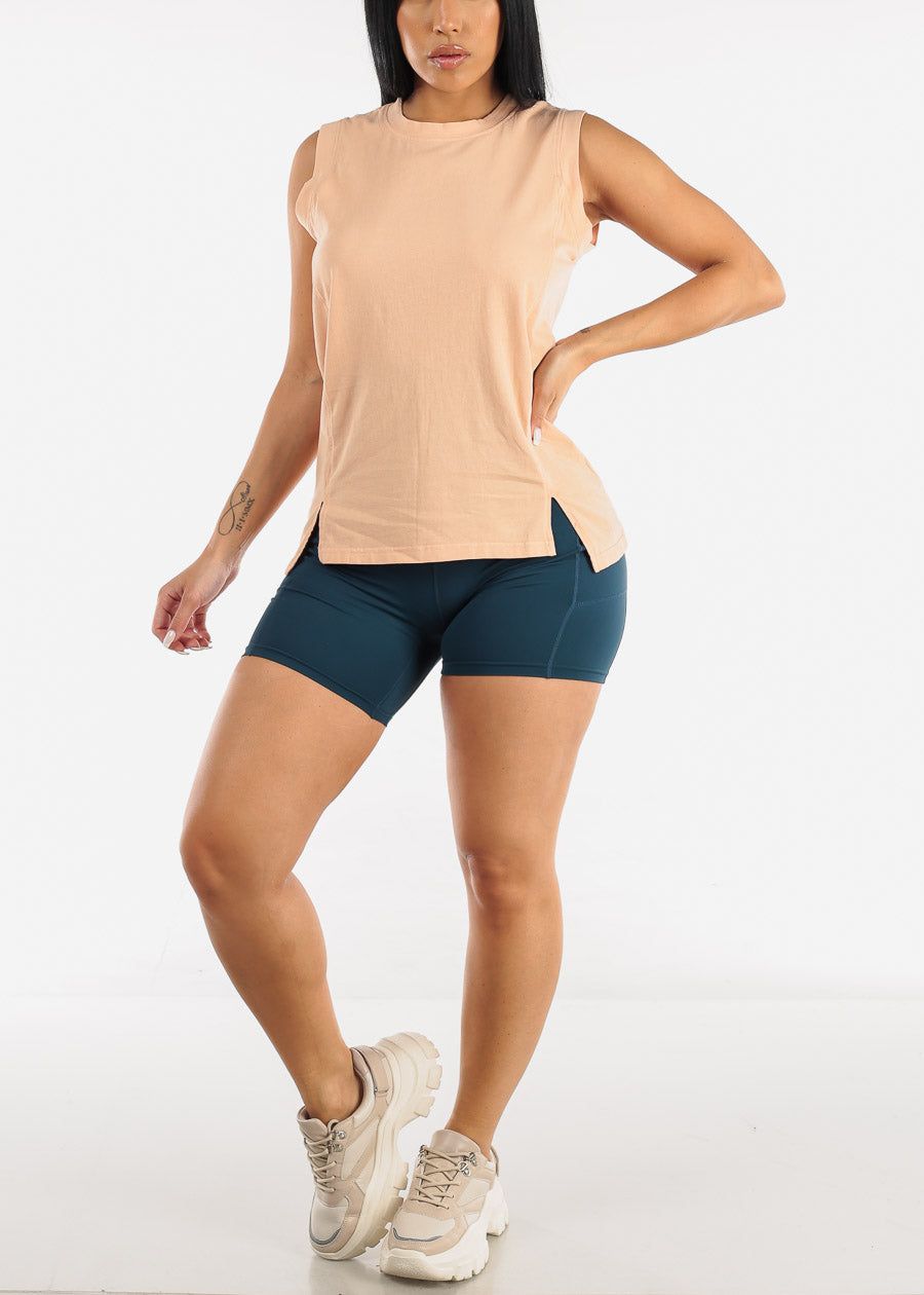 Pima Cotton Sleeveless Top Pink w Slit Sides sold by Moda product image thumbnail 2