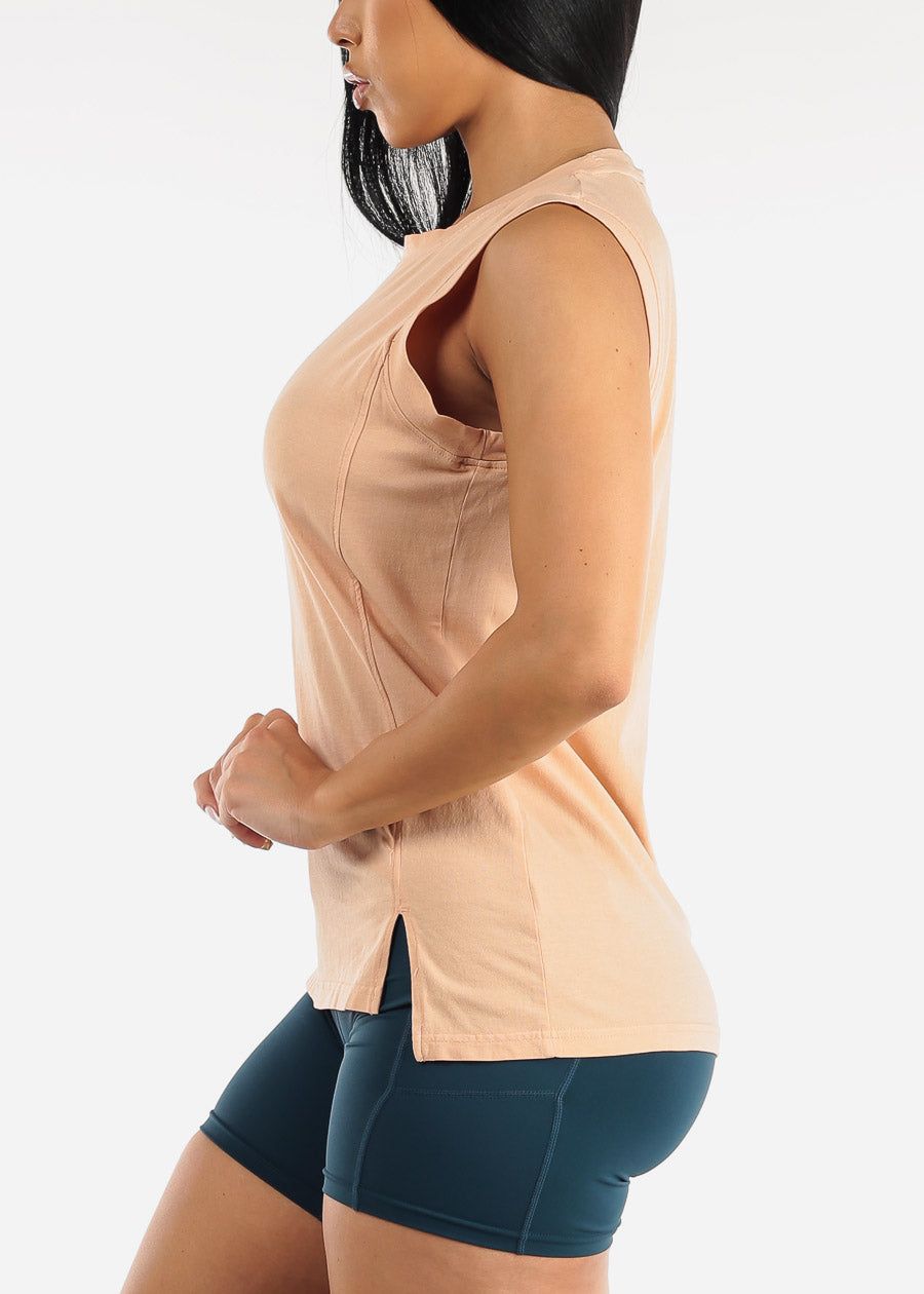 Pima Cotton Sleeveless Top Pink w Slit Sides sold by Moda product image thumbnail 3