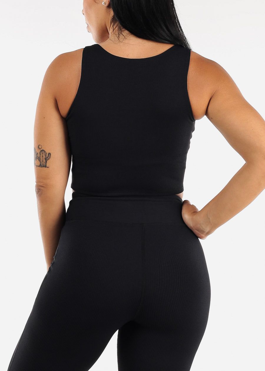 Ribbed Square Neck Cropped Active Tank Top sold by Moda product image thumbnail 4
