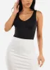 Seamless Black Vneck Sleeveless Thong Bodysuit sold by Moda