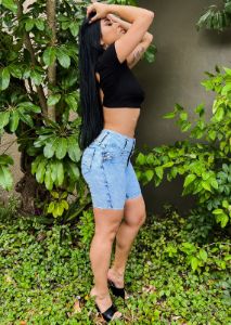 Light Acid Wash Mid Thigh Butt Lifting Denim Shorts sold by Moda