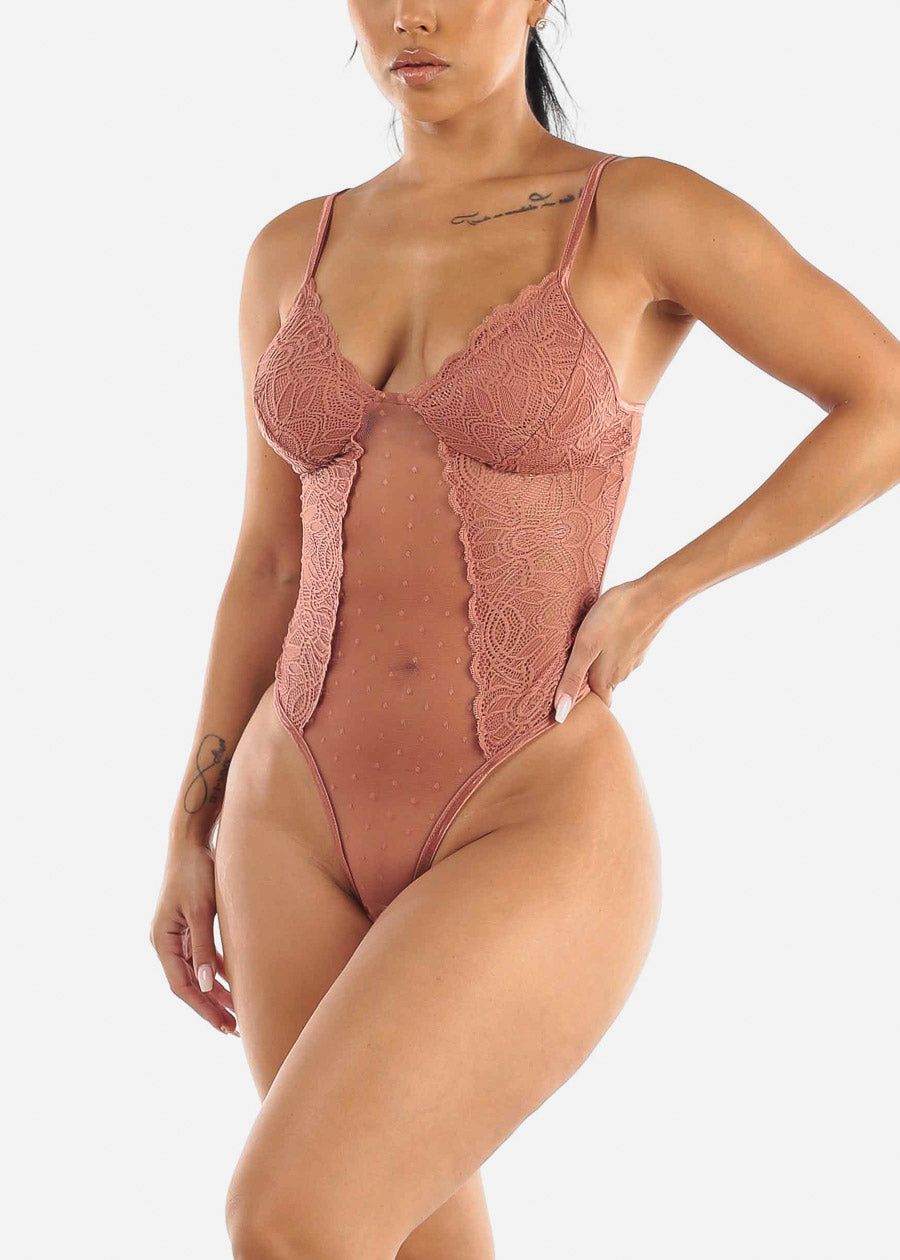 Sleeveless Lace Thong Bodysuit Rust sold by Moda product image thumbnail 2