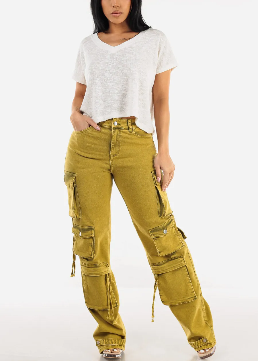 White Vneck Short Sleeve Knit Crop Top sold by Moda product image thumbnail 2