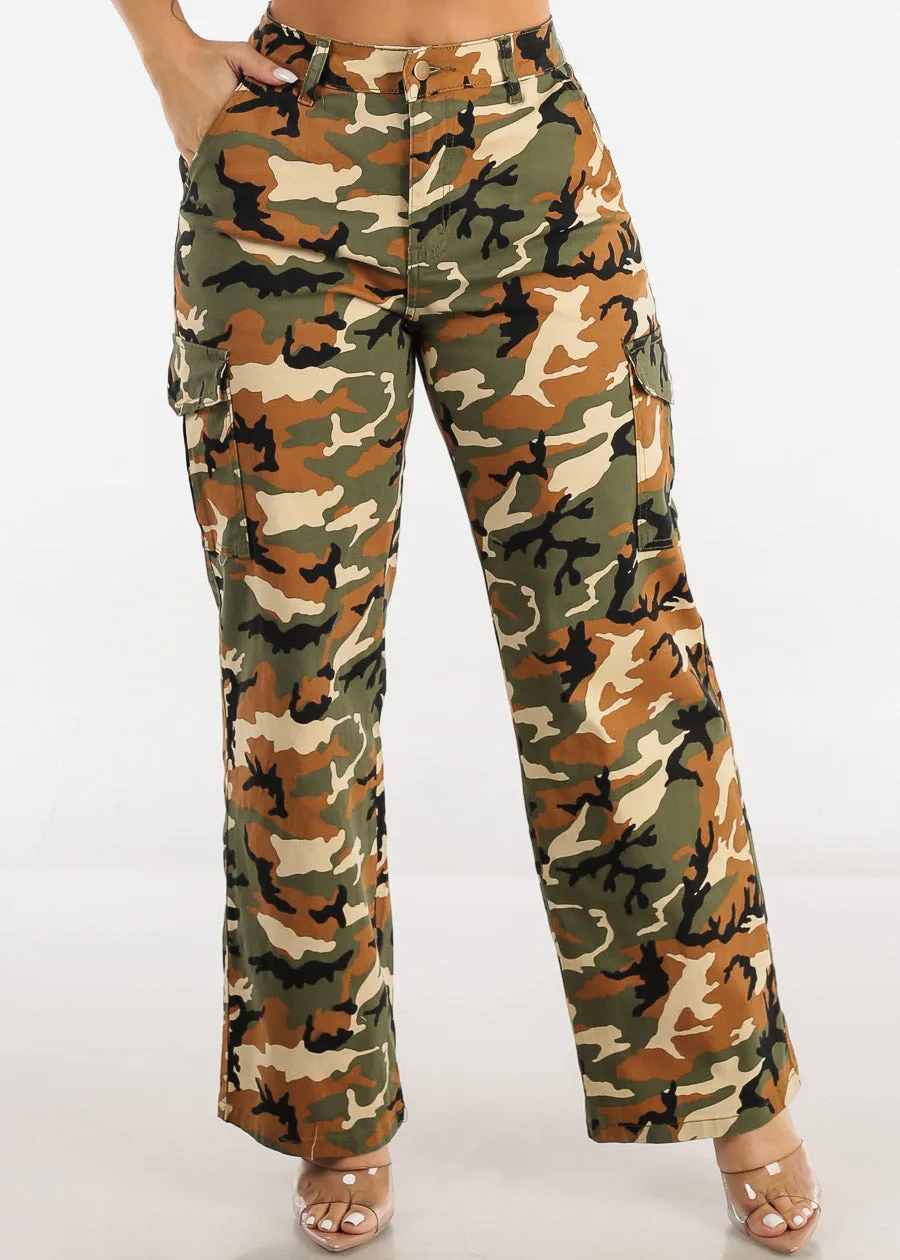 High Waist Straight Wide Leg Camouflage Cargo Pants sold by Moda product image thumbnail 2