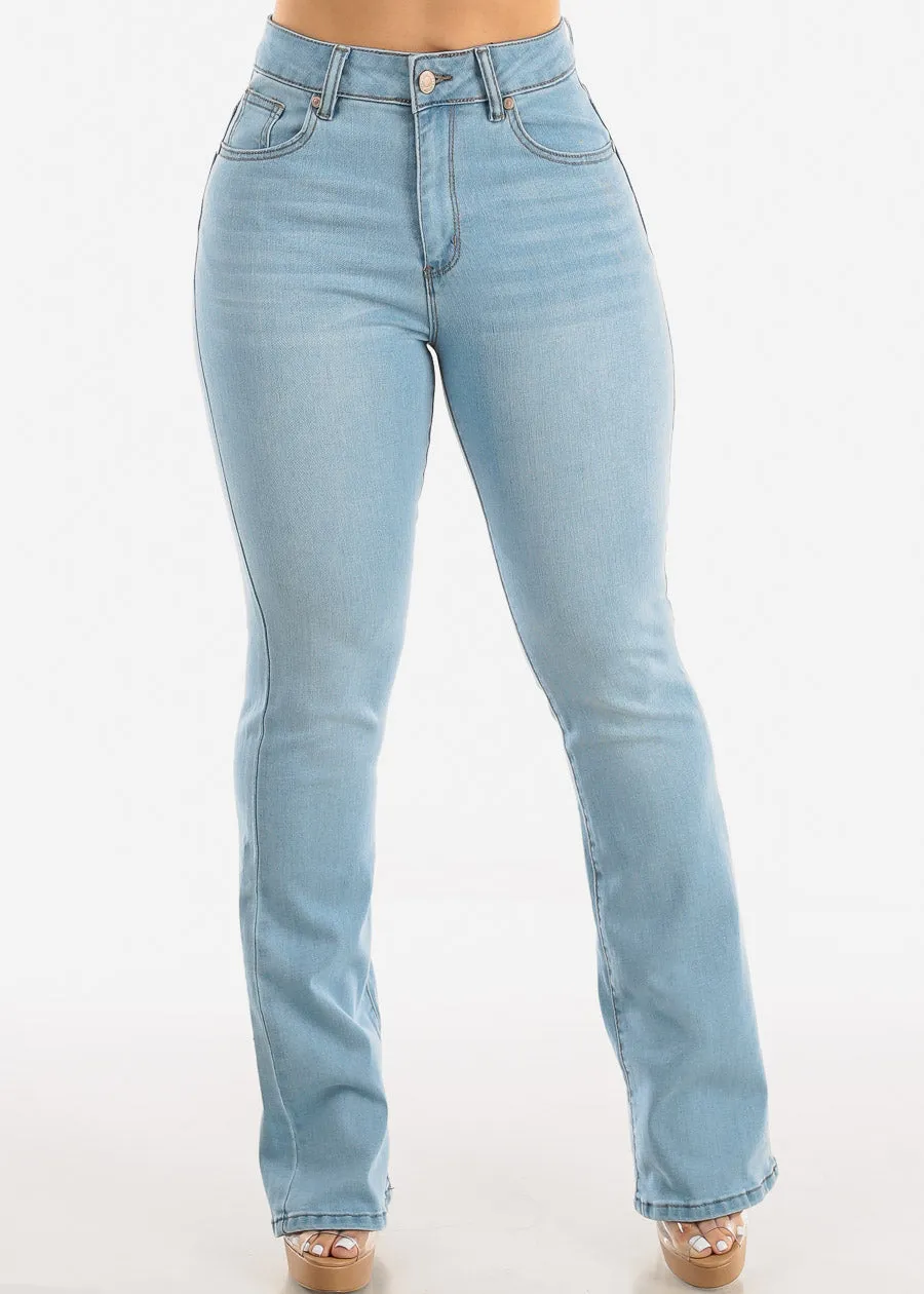 Classic One Button Butt Lifting Bootcut Jeans Light Blue sold by Moda product image thumbnail 3