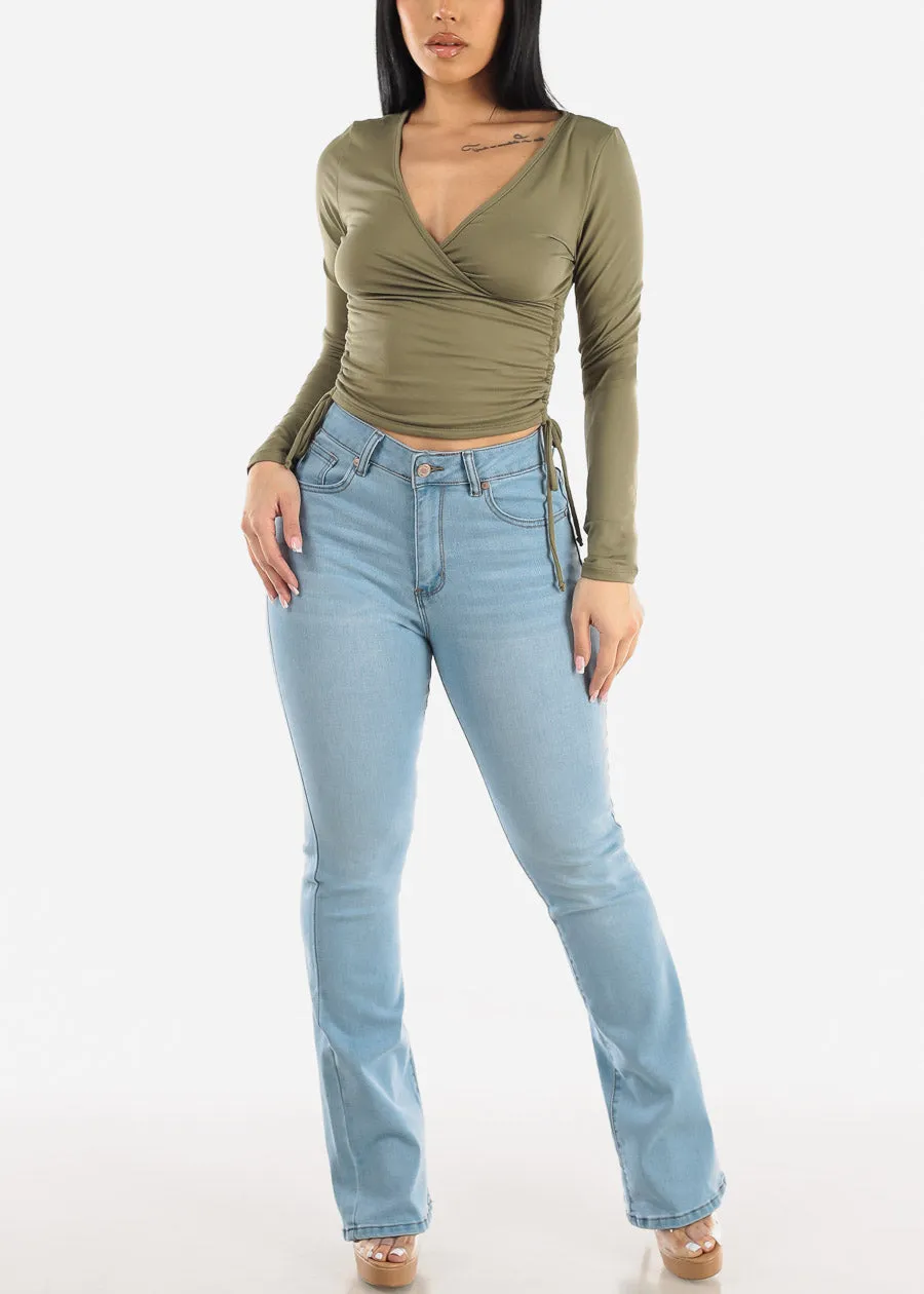 Classic One Button Butt Lifting Bootcut Jeans Light Blue sold by Moda product image thumbnail 2