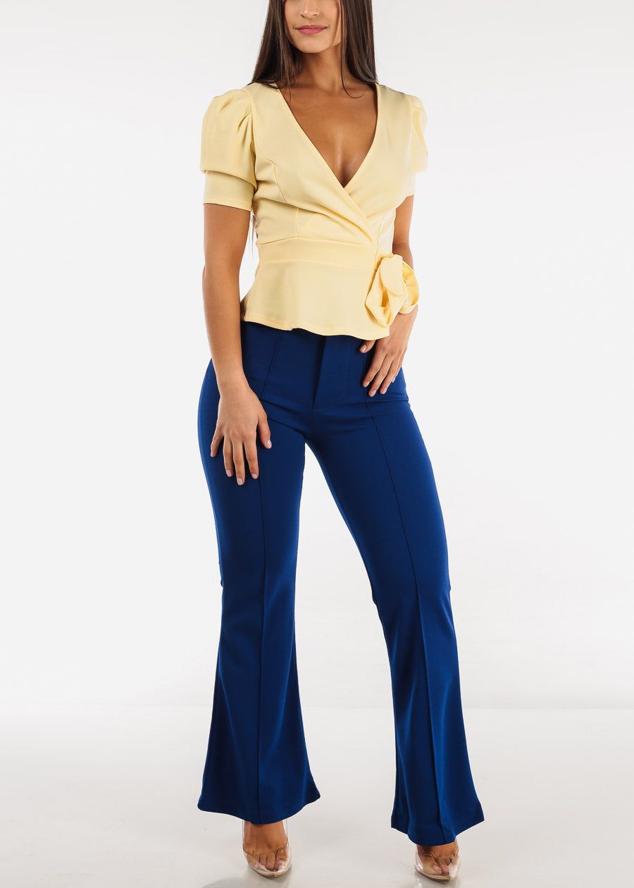 High Waist Wide Leg Flare Dress Pants Royal Blue sold by Moda product image thumbnail 3