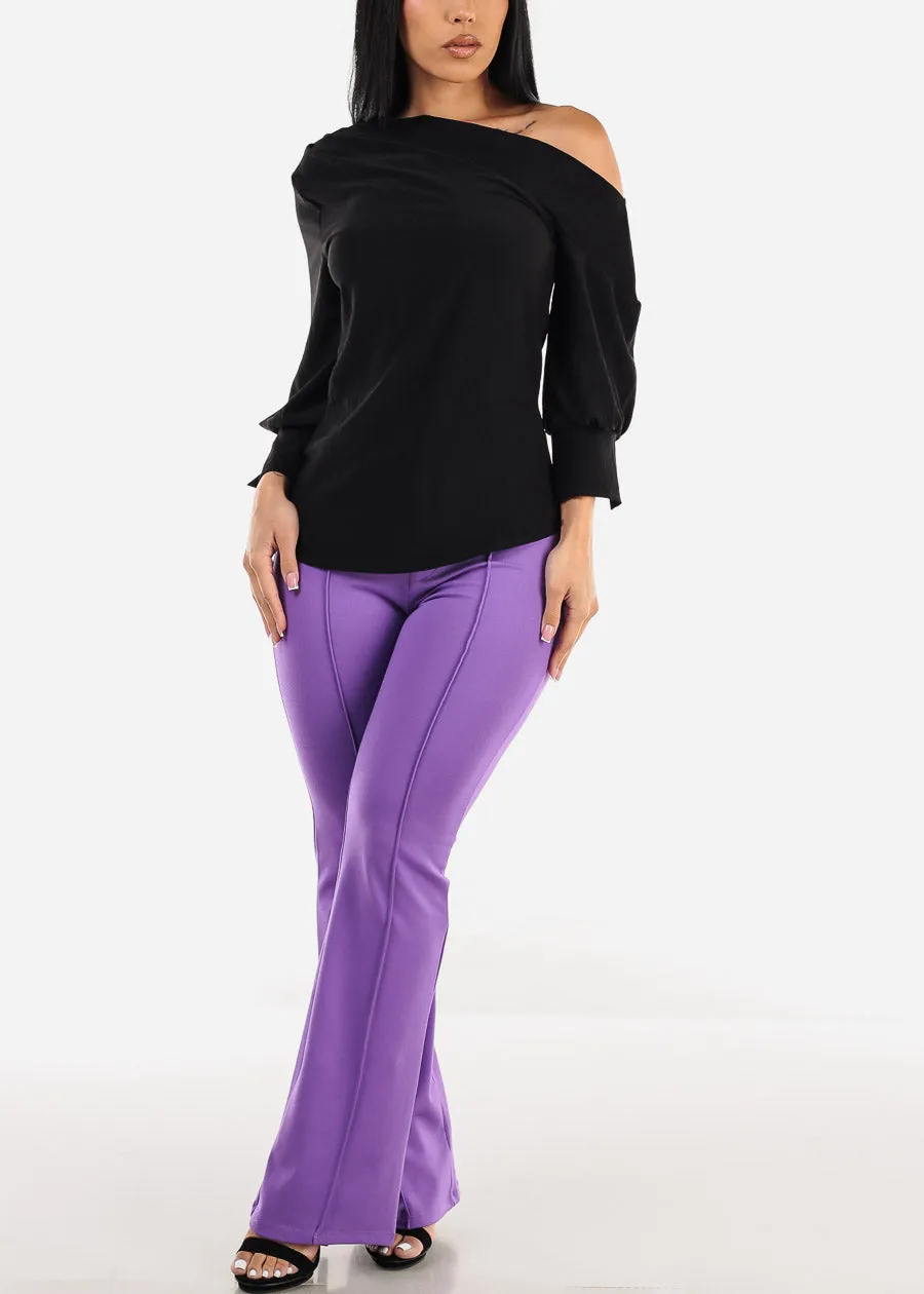 Super High Waist Wide Leg Dress Pants Purple sold by Moda product image thumbnail 2