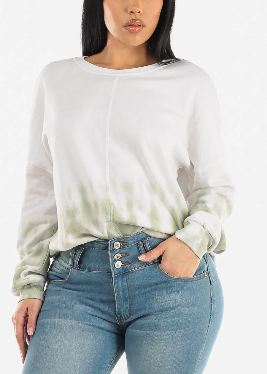 Long Sleeve Crewneck Tie Dye Fleece Pullover sold by Moda