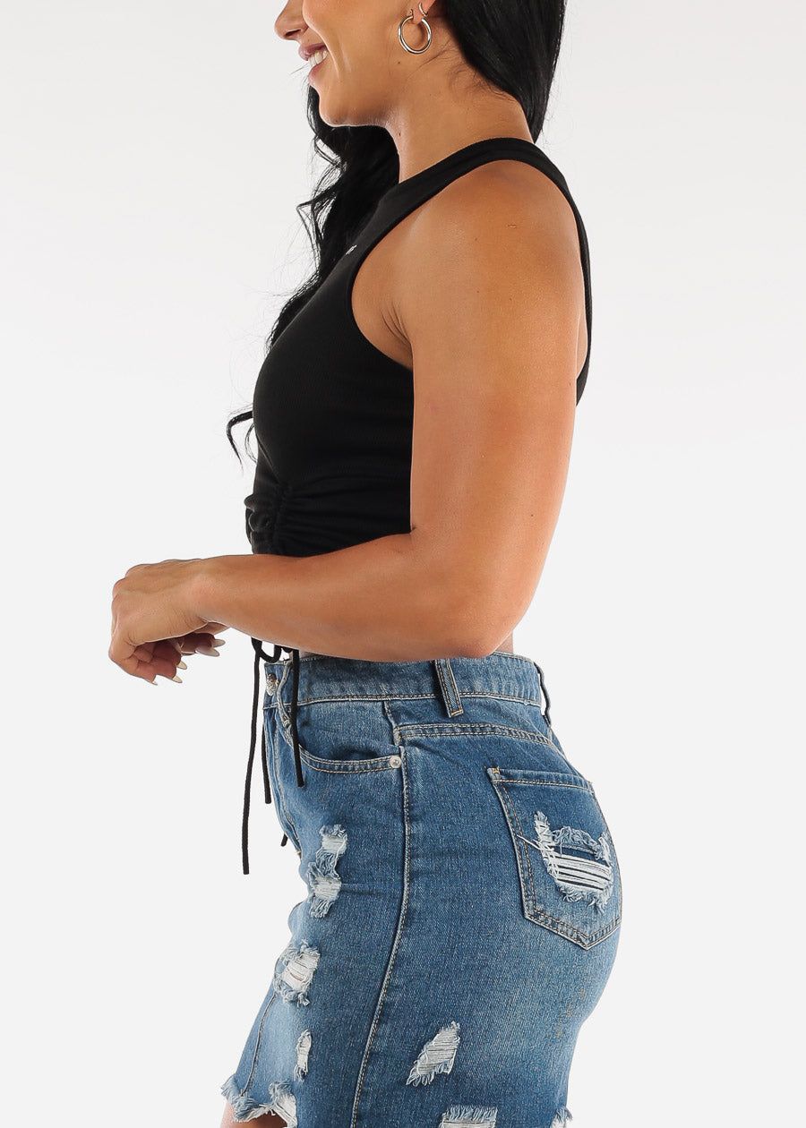 Day Off Graphic Sleeveless Drawstring Front Crop Top sold by Moda product image thumbnail 3