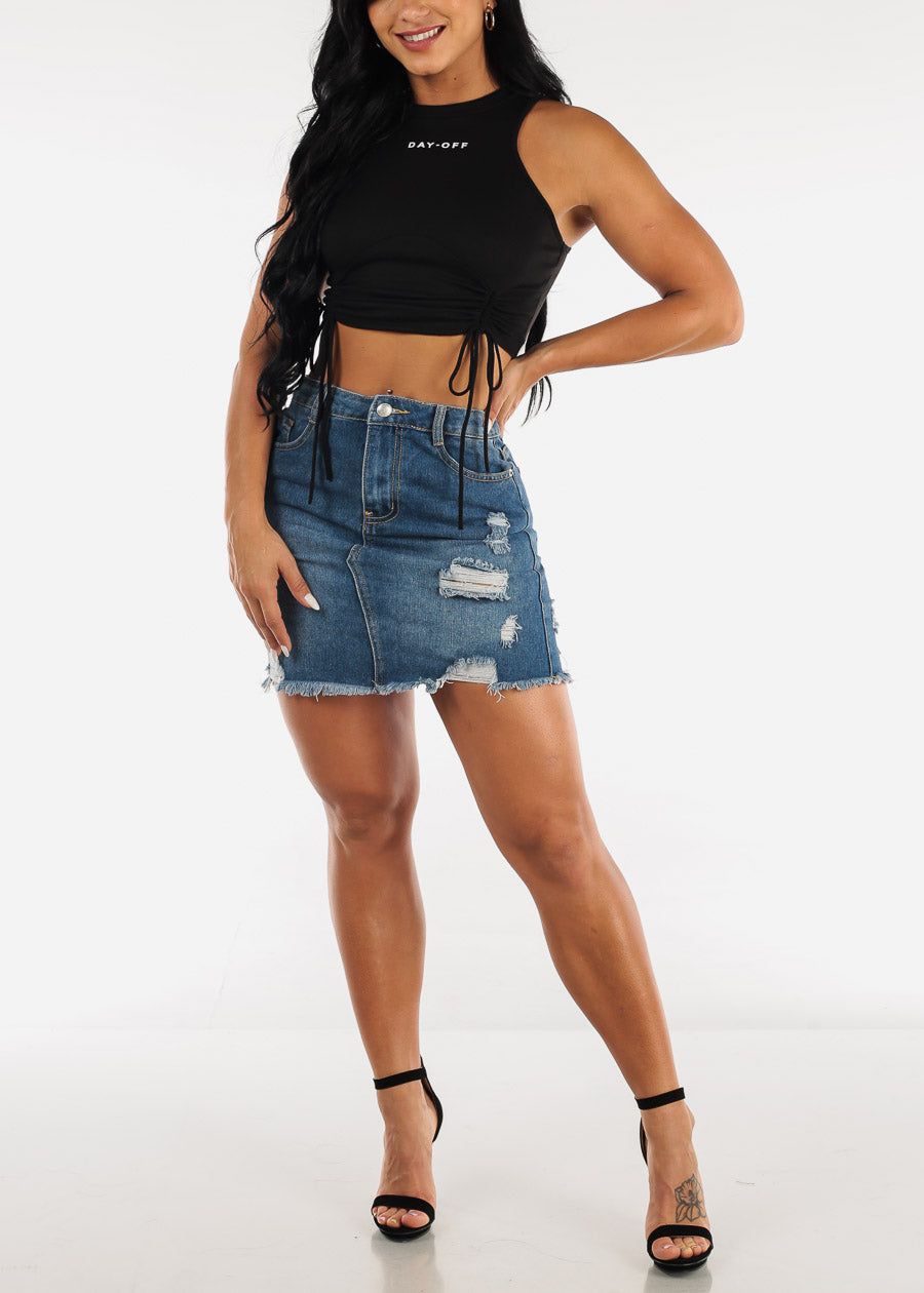 Day Off Graphic Sleeveless Drawstring Front Crop Top sold by Moda product image thumbnail 2
