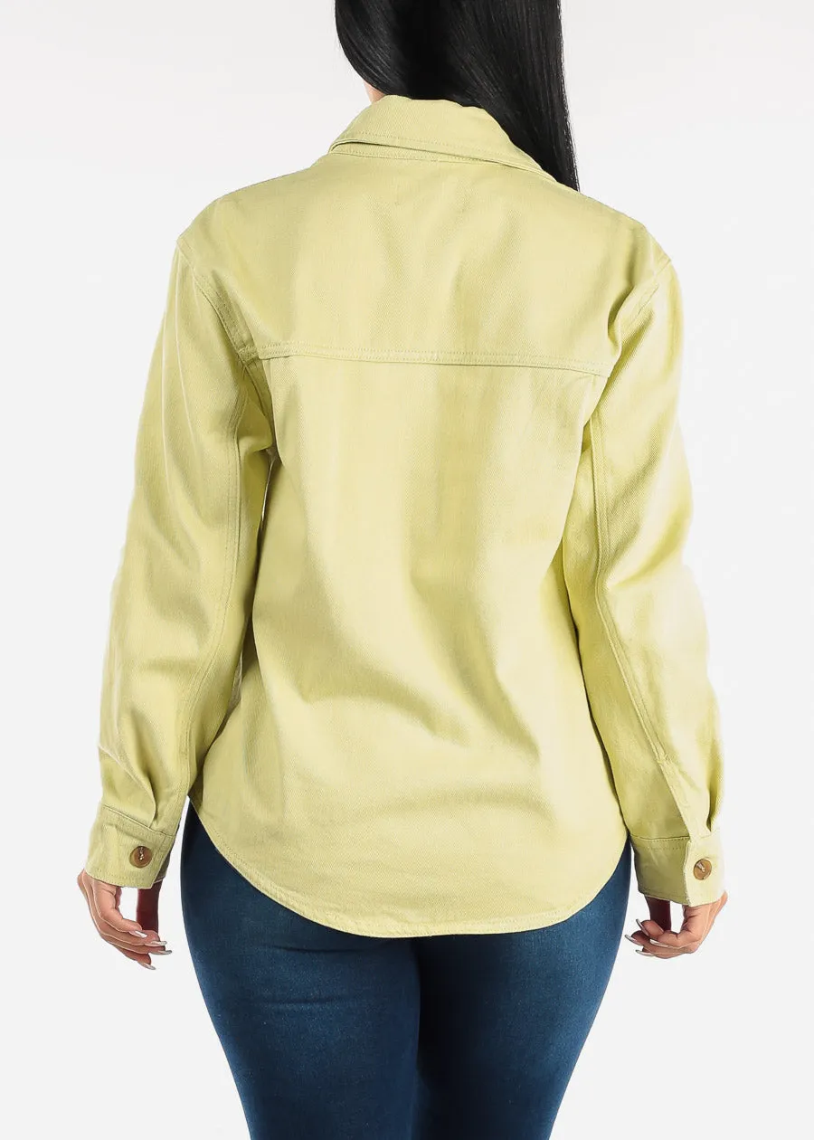 Cotton Long Sleeve Lime Denim Shacket sold by Moda product image thumbnail 4