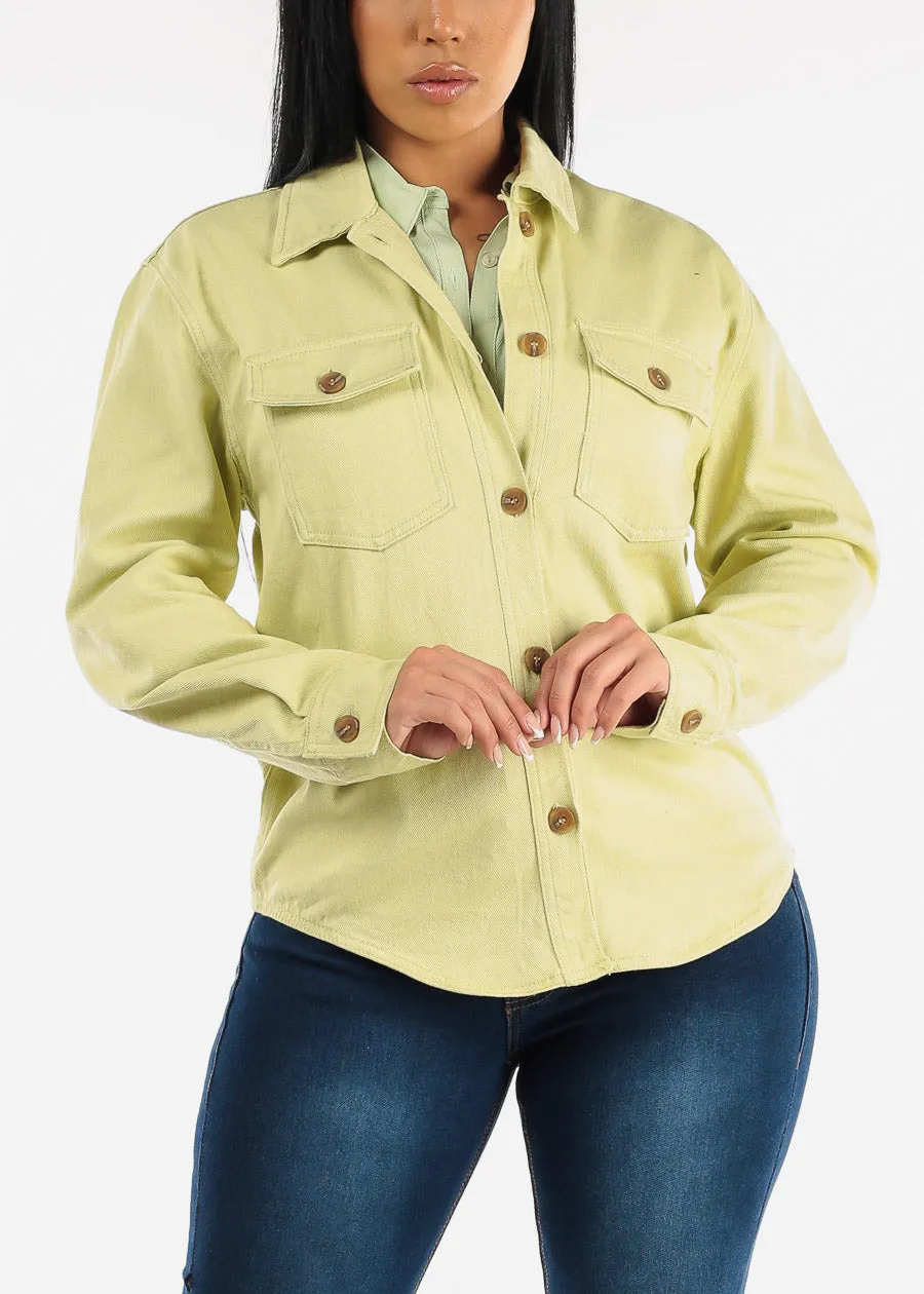 Cotton Long Sleeve Lime Denim Shacket sold by Moda product image thumbnail 5