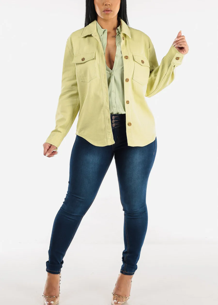 Cotton Long Sleeve Lime Denim Shacket sold by Moda product image thumbnail 2
