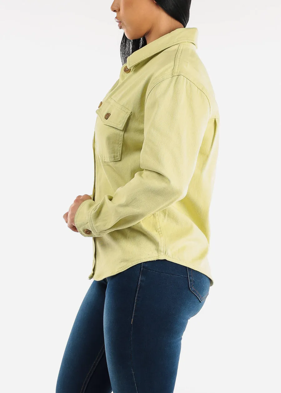Cotton Long Sleeve Lime Denim Shacket sold by Moda product image thumbnail 3