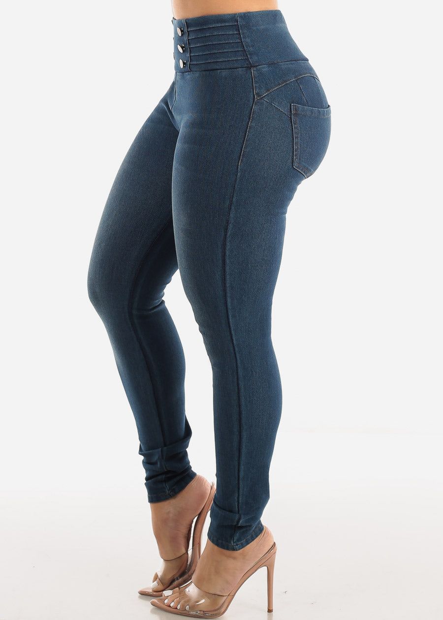 Levantacola Pull On High Waist Denim Jeggings Blue sold by Moda product image thumbnail 4