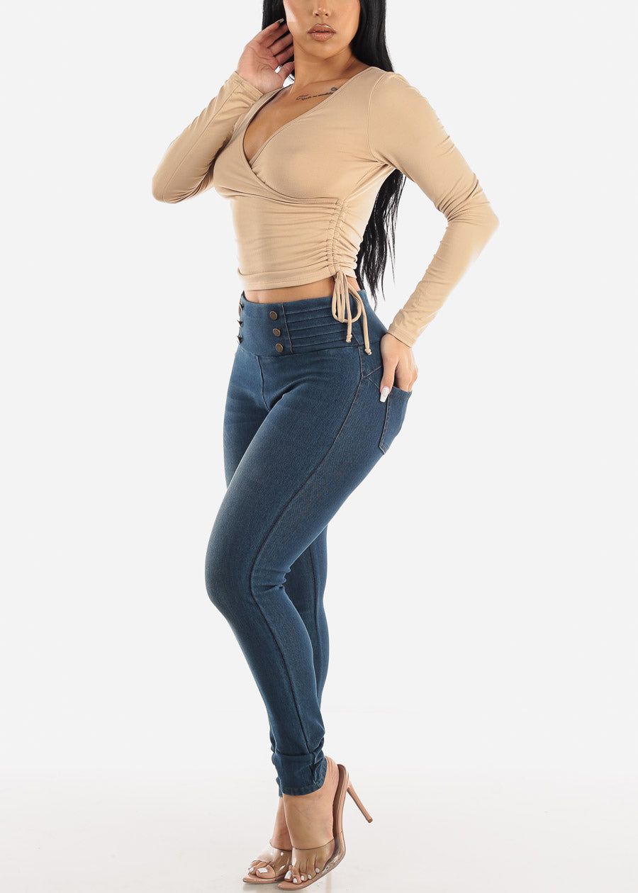 Levantacola Pull On High Waist Denim Jeggings Blue sold by Moda product image thumbnail 2