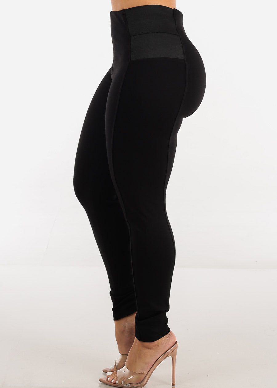 High Waisted Black Skinny Pants w Spandex Sides sold by Moda product image thumbnail 3