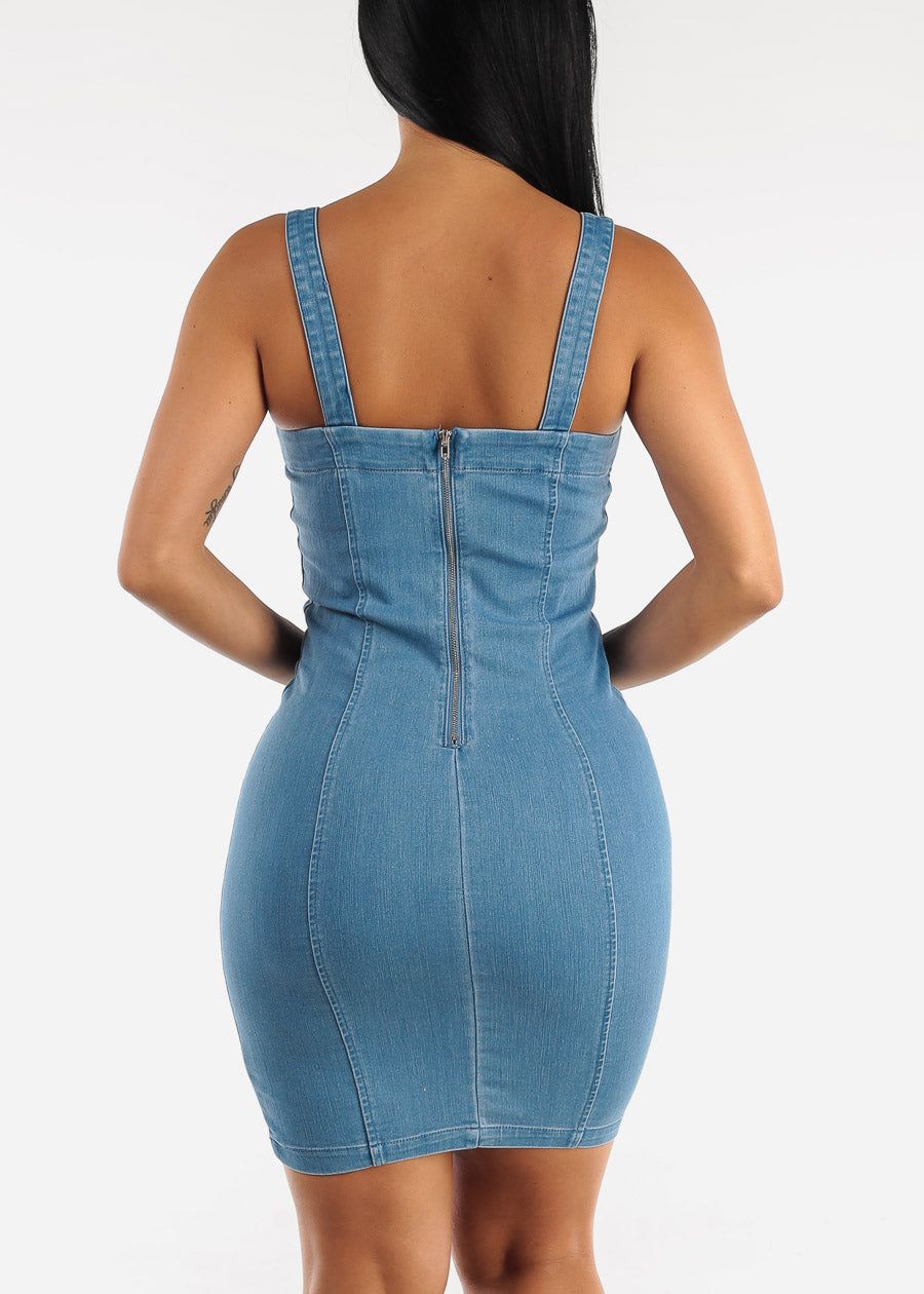 Sleeveless Bodycon Denim Dress Light Blue sold by Moda product image thumbnail 4