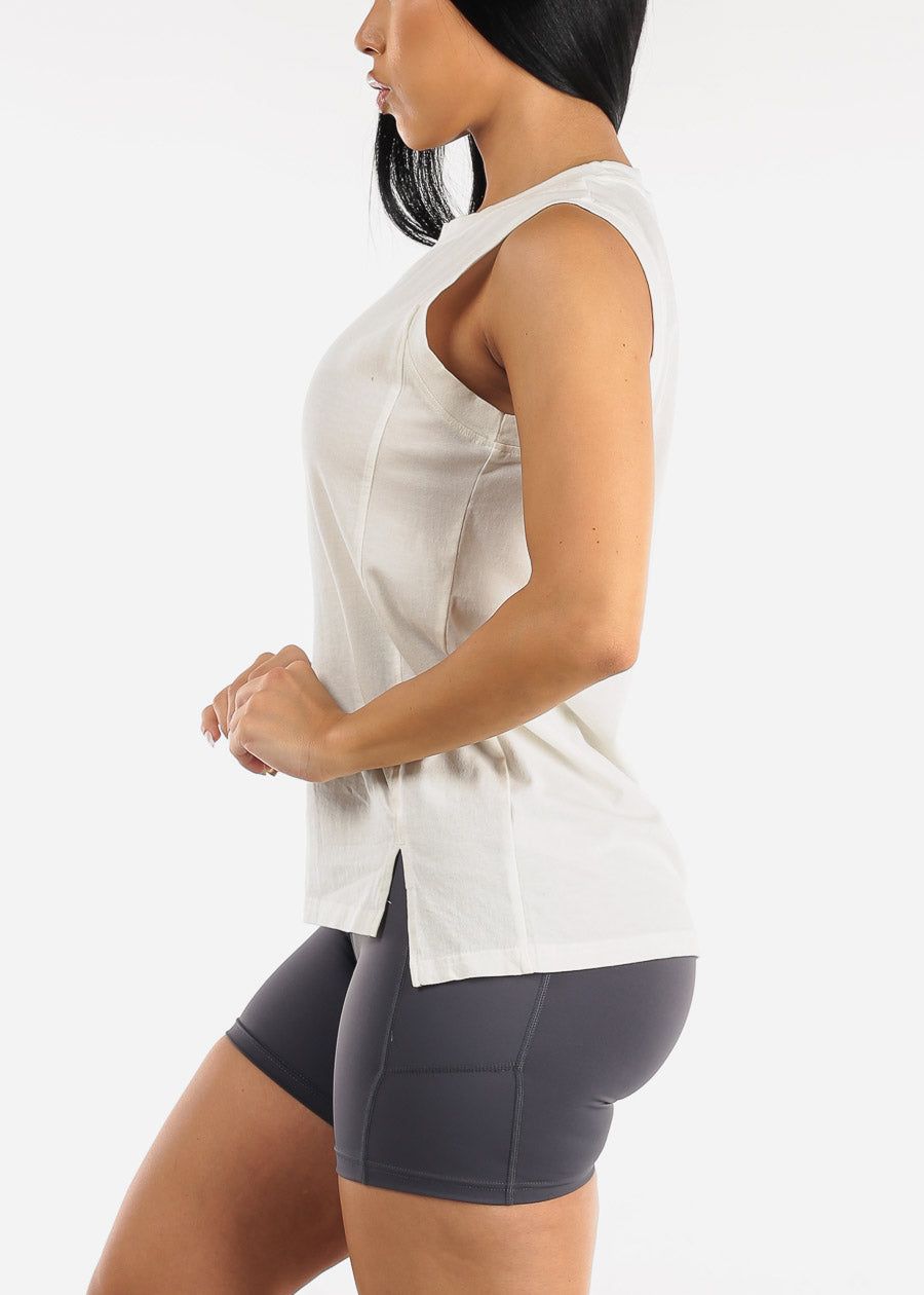 Pima Cotton Sleeveless Top Ivory w Slit Sides sold by Moda product image thumbnail 3