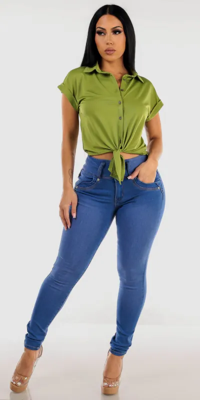 Green Butt Lift Denim Combo sold by Moda