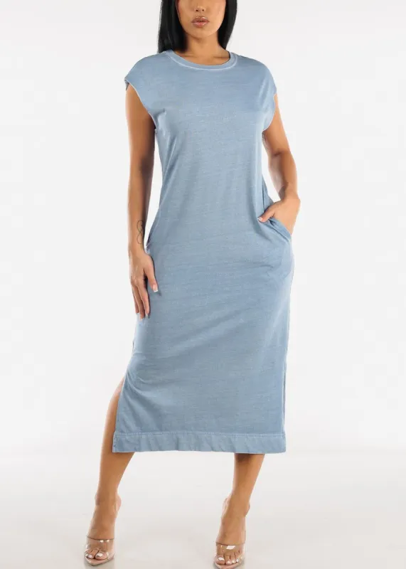 Cotton Midi Dress with Split Hem and Pockets sold by Moda