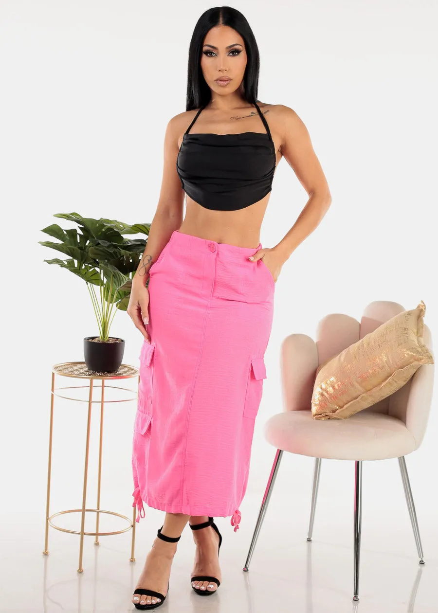 Open Tie Back Black Halter Crop Top sold by Moda product image thumbnail 2