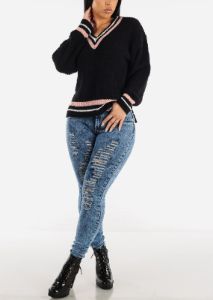 Butt Lifting Distressed Acid Wash Skinny Jeans sold by Moda