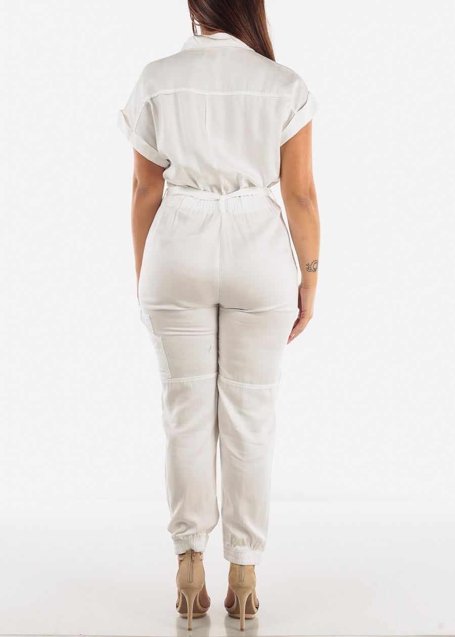 White Cargo Jumpsuit with Belt sold by Moda product image thumbnail 3