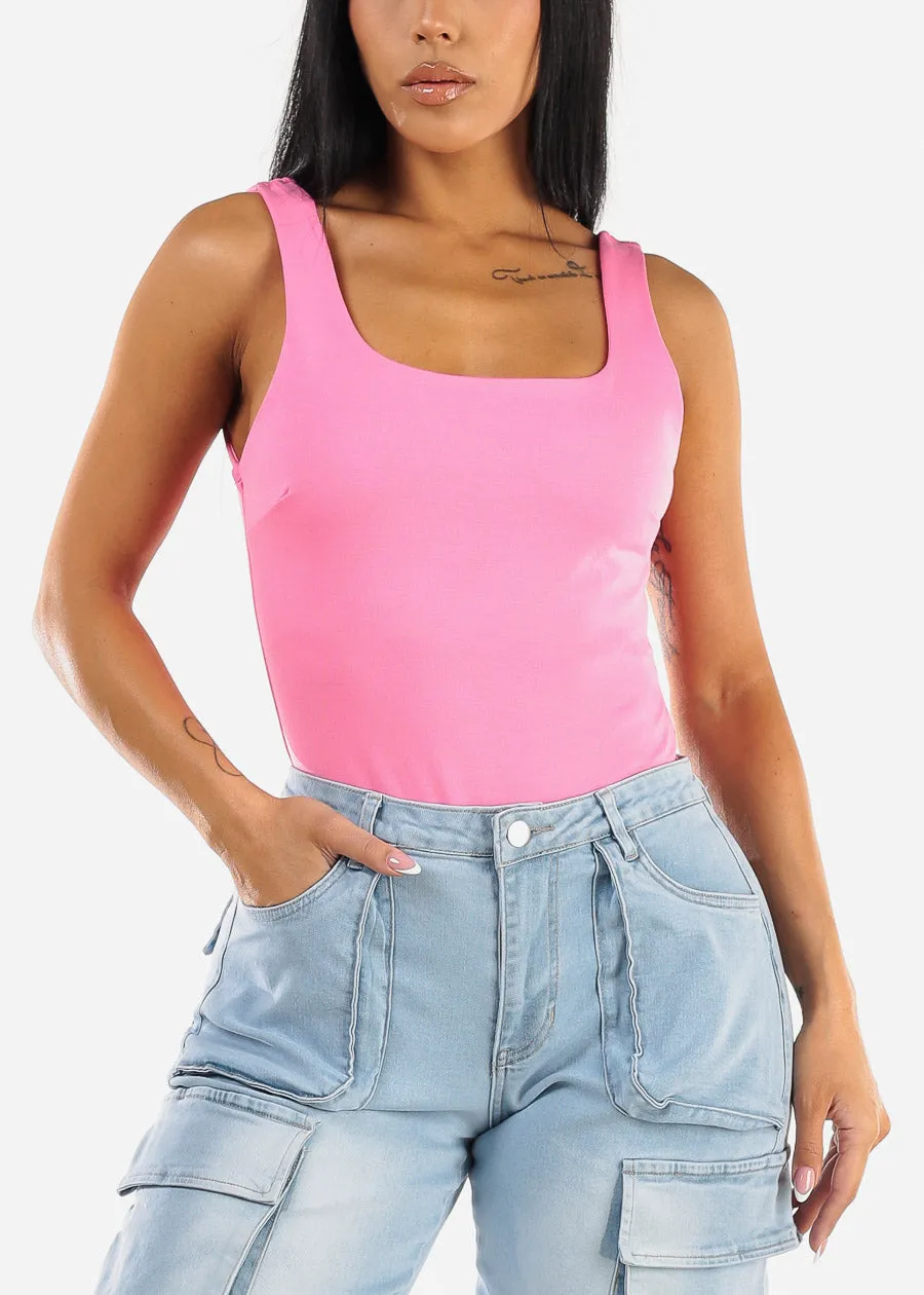 Sleeveless Square Neck Thong Bodysuit Hot Pink sold by Moda product image thumbnail 5